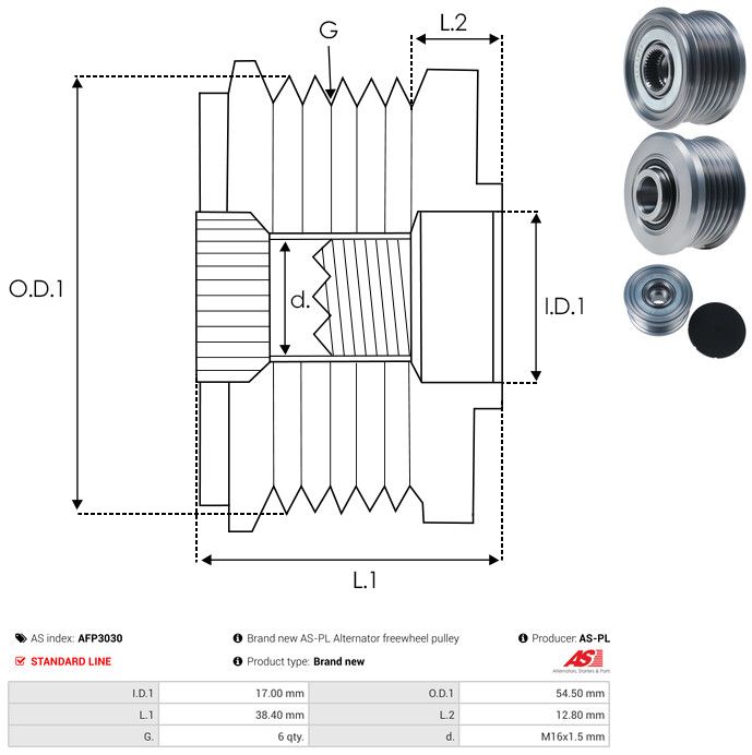 AS-PL AFP3030 Alternator Freewheel Clutch