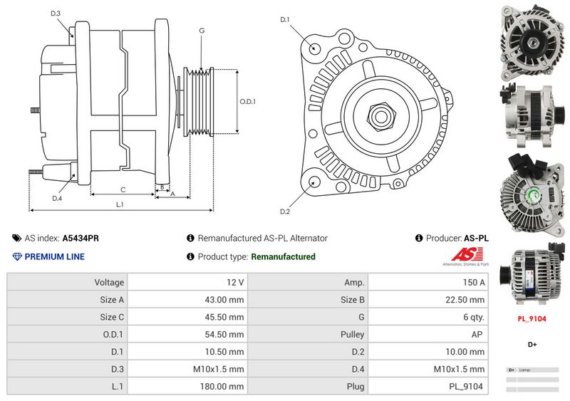 AS-PL A5434PR Alternator