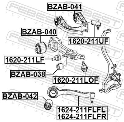 Нижній/верхній кульовий шарнір, Febest 1620-211LOF