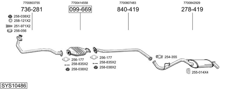 BOSAL kipufogórendszer SYS10486