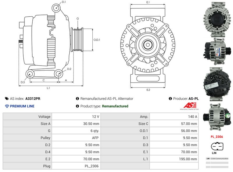 AS-PL A3312PR Alternator