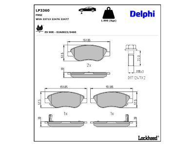 DELPHI LP3360 Brake Pad Set, disc brake