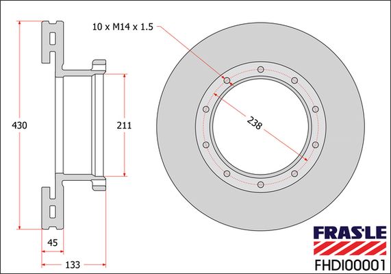 kotouč brzdový (ECE R90) MB Actros MP4 FHDI00001