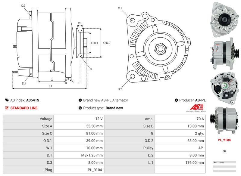 AS-PL A0541S Alternator