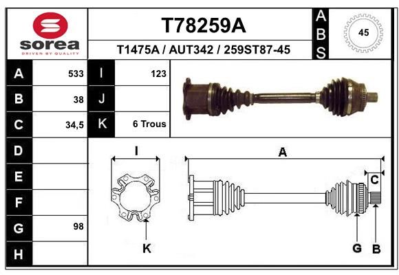 EAI hajtótengely T78259A