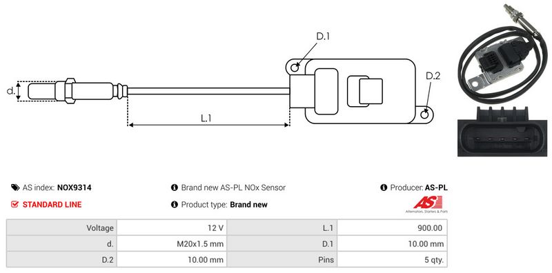 AS-PL NOX9314 NOx Sensor, urea injection