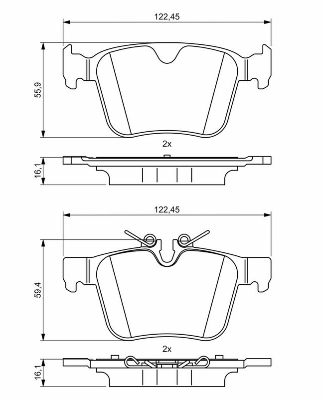 0986494819 BOSCH Комплект гальмівних колодок з 4 шт. дисків - Фото 10