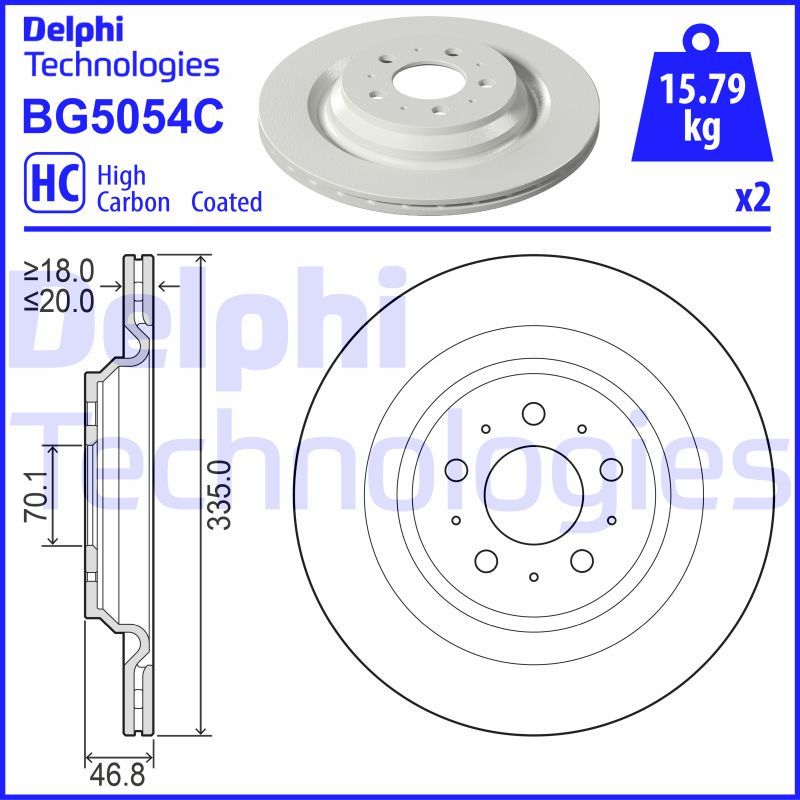 DELPHI TESLA диск гальмівний задній Model 3