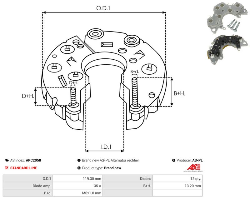 AS-PL ARC2058 Rectifier, alternator