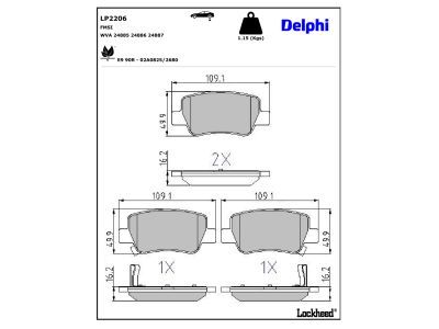 Set placute frana,frana disc LP2206 DELPHI