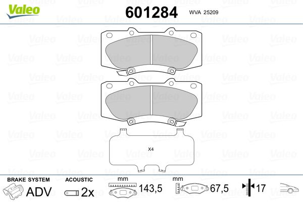 Valeo 601284 Brake Pad Set, disc brake