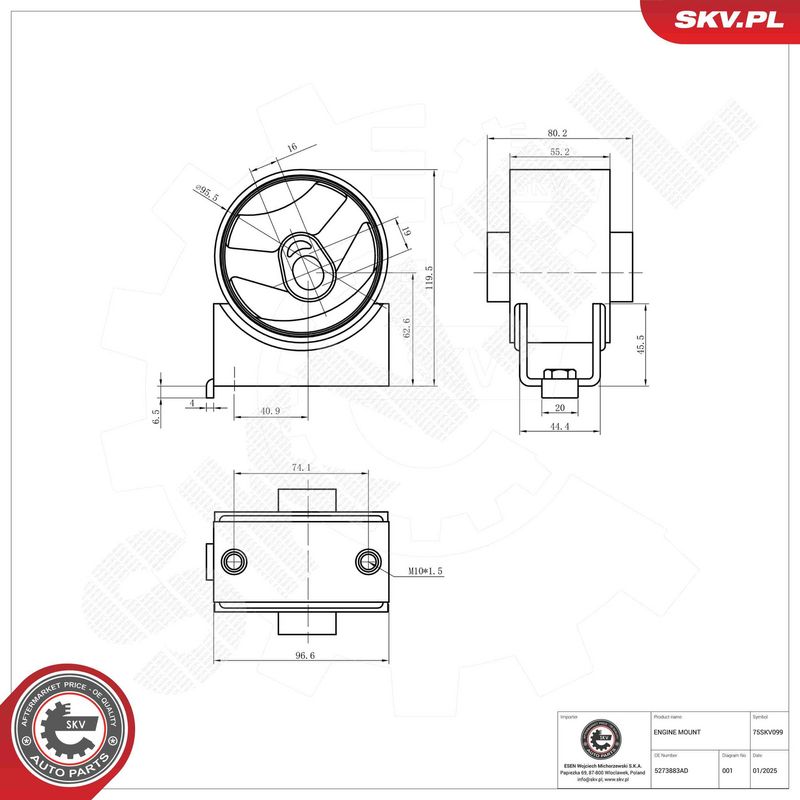 ESEN SKV 75SKV099 Mounting, engine
