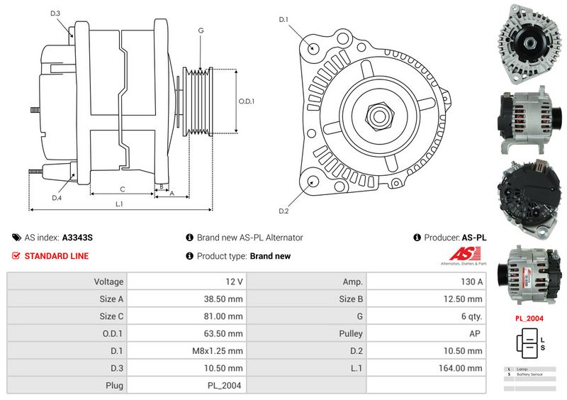 AS-PL A3343S Alternator