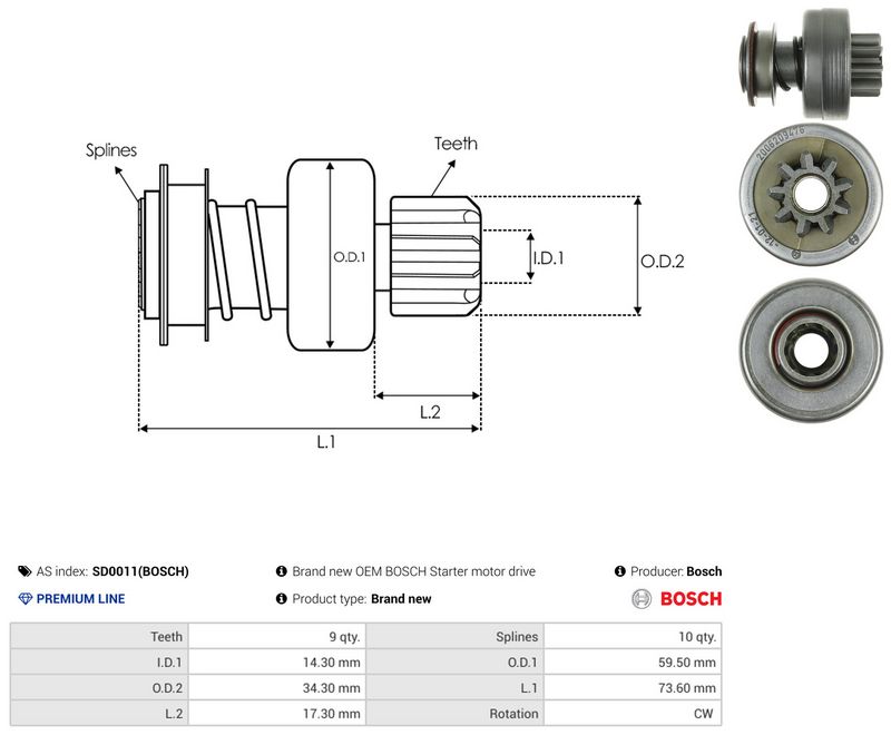 AS-PL SD0011(BOSCH) Freewheel Gear, starter