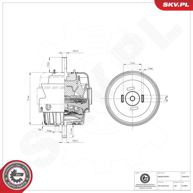 Paigutus, Mootor, ESEN SKV 75SKV133