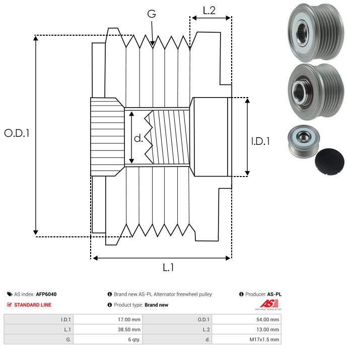 AS-PL AFP6040 Alternator Freewheel Clutch
