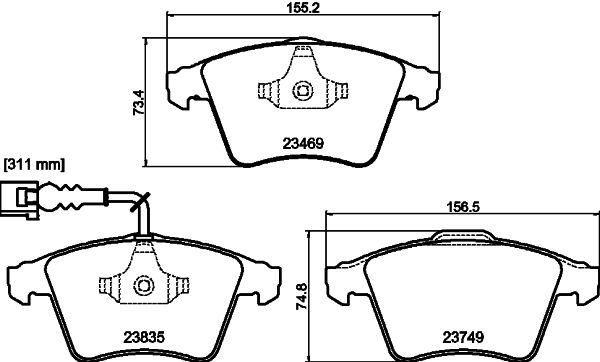 HELLA fékbetétkészlet, tárcsafék 8DB 355 021-221