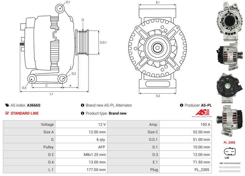 AS-PL A3666S Alternator