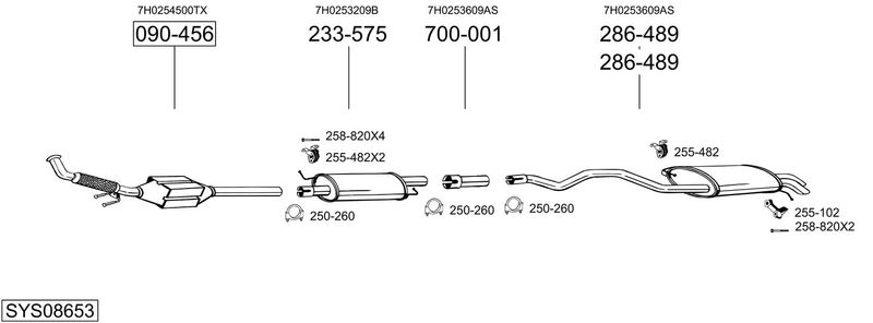 BOSAL kipufogórendszer SYS08653