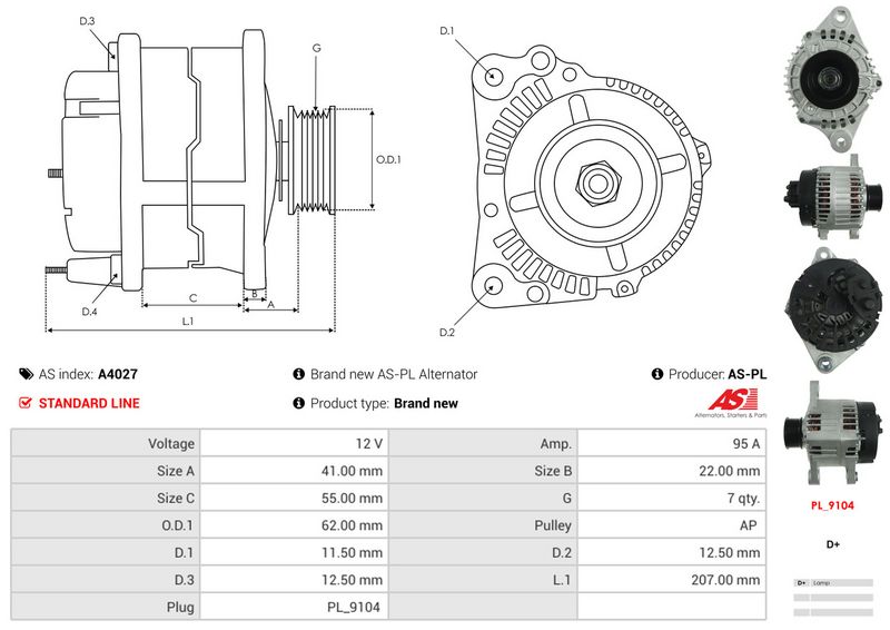 AS-PL A4027 Alternator