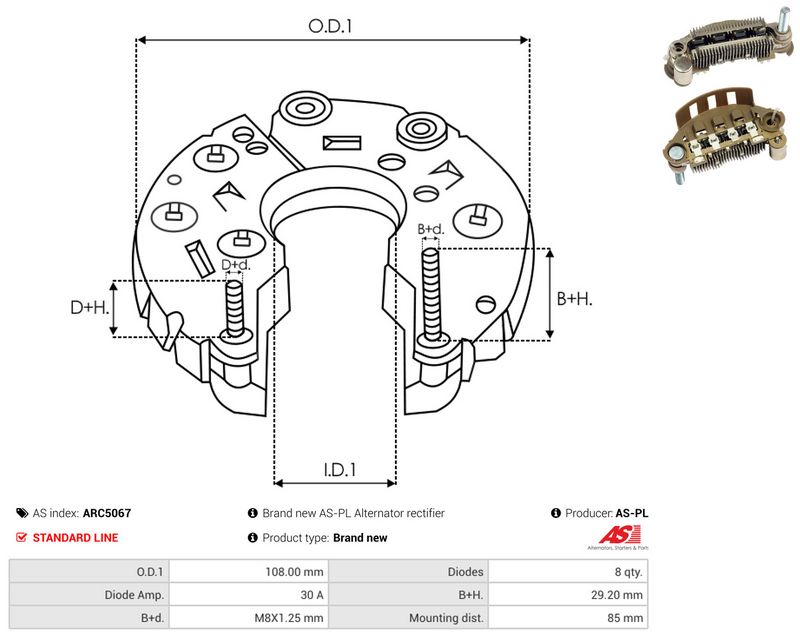 AS-PL ARC5067 Rectifier, alternator
