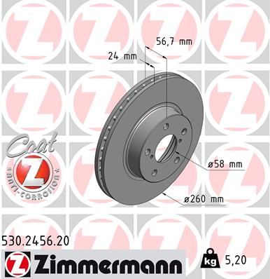 Гальмівний диск, Zimmermann 530.2456.20