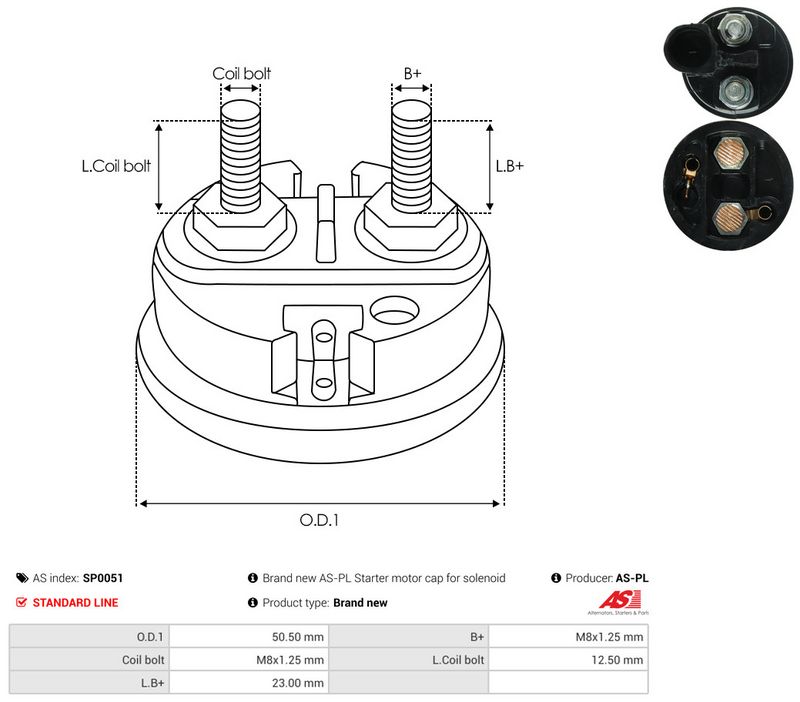 AS-PL SP0051 Cap, starter relay