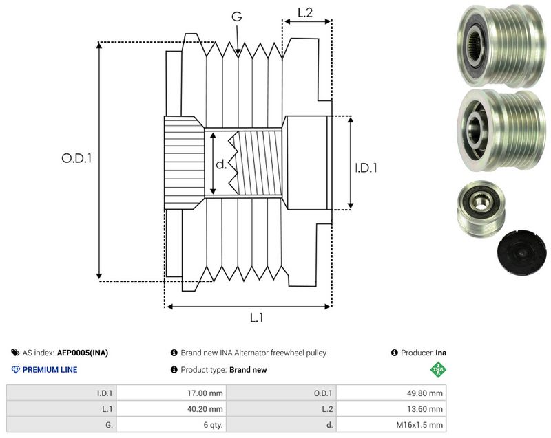 AS-PL AFP0005(INA) Alternator Freewheel Clutch