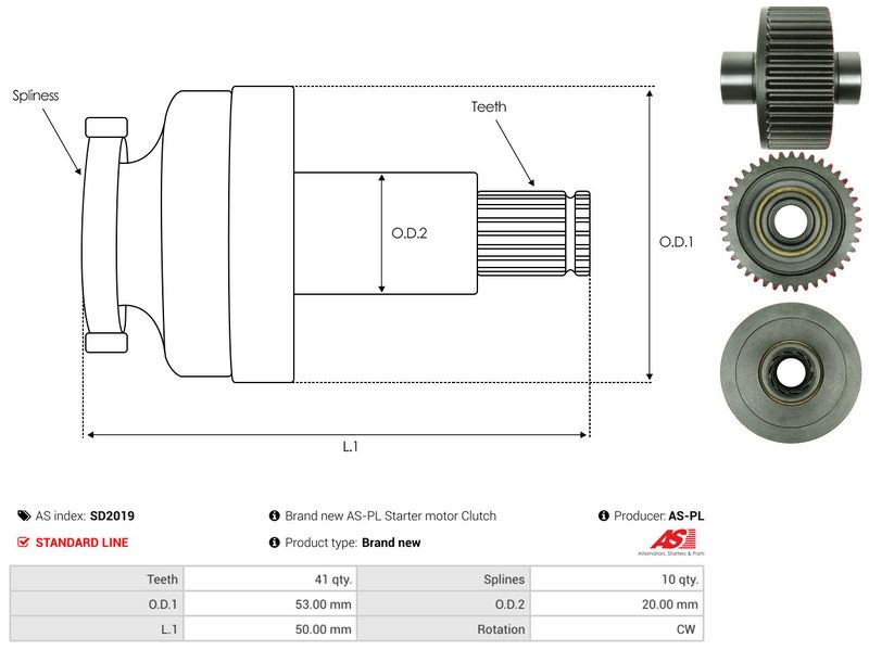 AS-PL SD2019 Pinion, starter