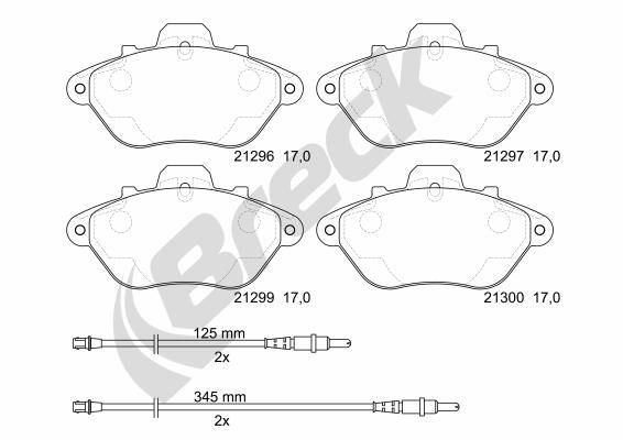 BRECK 212960070110 - Brake Pad Set, disc brake