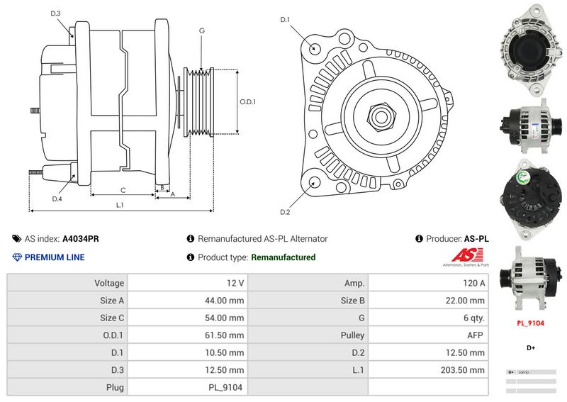 AS-PL A4034PR Alternator