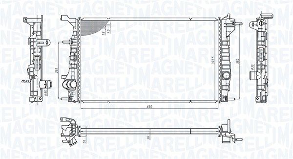 Радіатор, система охолодження двигуна, Magneti Marelli 350213200600