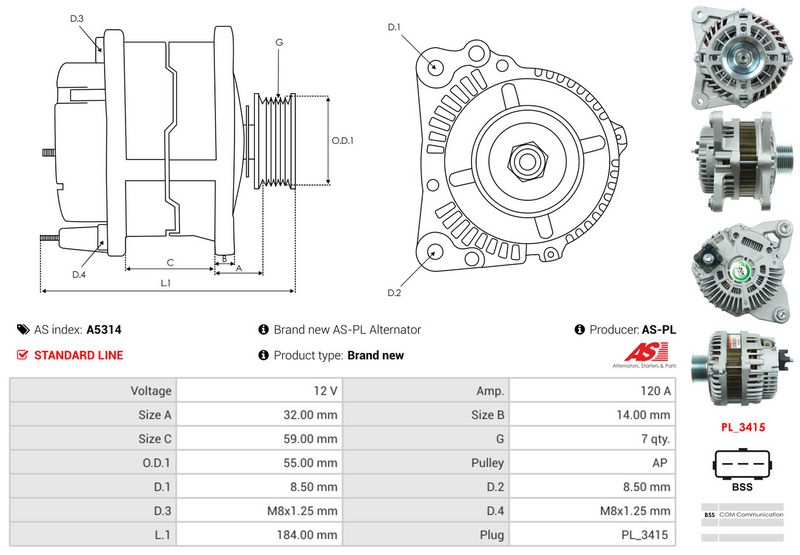 AS-PL A5314 Alternator
