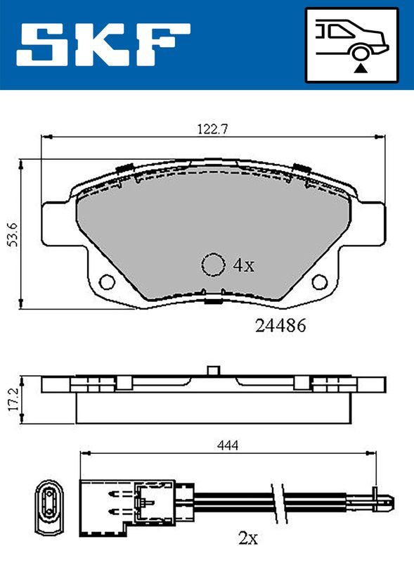 Комплект гальмівних накладок, дискове гальмо, Skf VKBP90077E