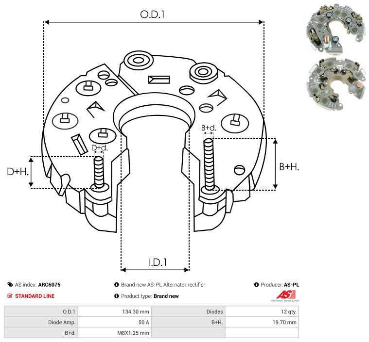 AS-PL ARC6075 Rectifier, alternator
