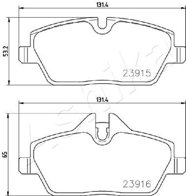 Комплект гальмівних накладок, дискове гальмо, Ashika 50-00-0130