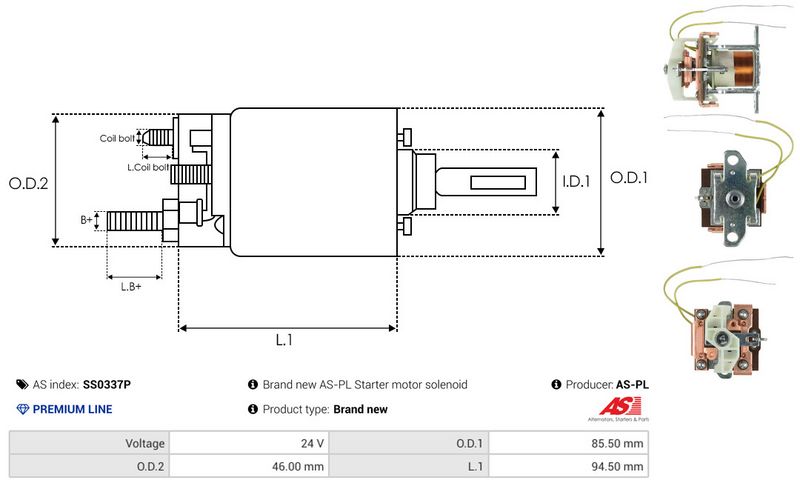 AS-PL SS0337P Solenoid Switch, starter