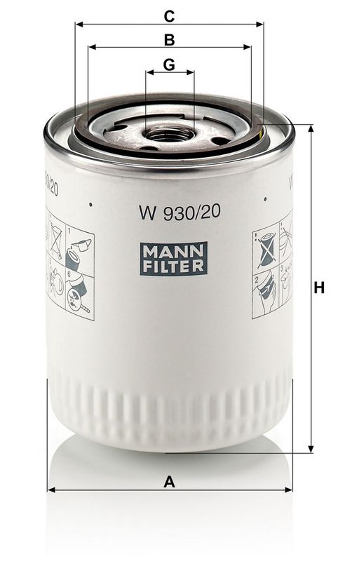 Õlifilter, MANN-FILTER W 930, 20