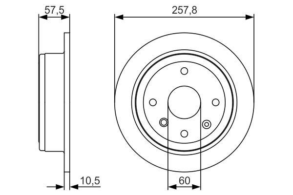 BOSCH задний тормозной диск CHEVROLET Lacetti 258*10,5