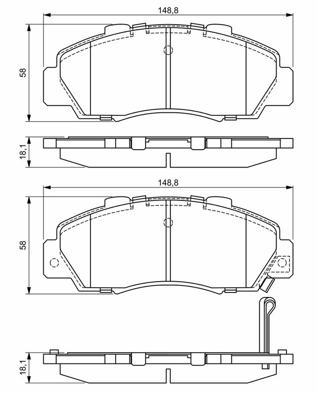 Piduriklotsi komplekt, ketaspidur, BOSCH 0 986 461 142