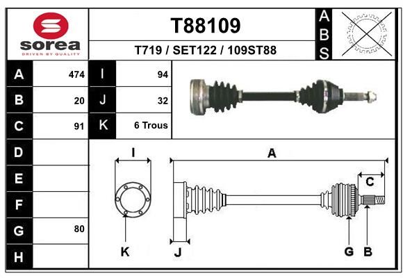 EAI hajtótengely T88109