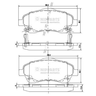 Комплект гальмівних накладок, дискове гальмо, Nipparts J3602112