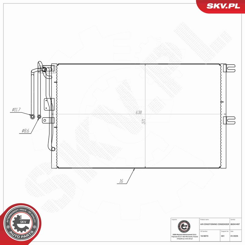ESEN SKV 86SKV497 Condenser, air conditioning