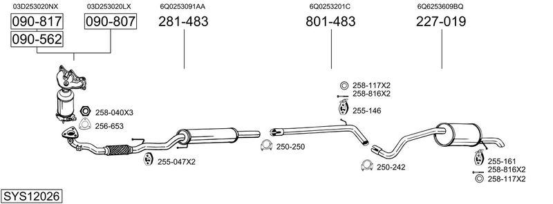 BOSAL kipufogórendszer SYS12026