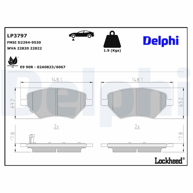 Piduriklotsi komplekt, ketaspidur, DELPHI LP3797