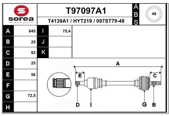 EAI hajtótengely T97097A1