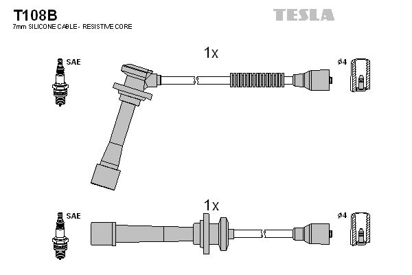 Комплект проводів високої напруги, Tesla T108B