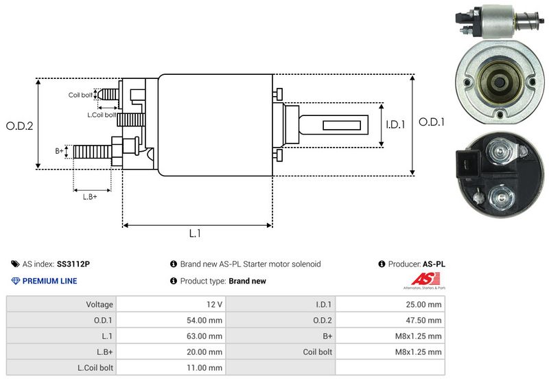 AS-PL SS3112P Solenoid Switch, starter
