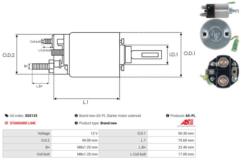 AS-PL SS5133 Solenoid Switch, starter