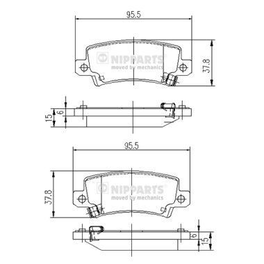 Комплект гальмівних накладок, дискове гальмо, Nipparts J3612025